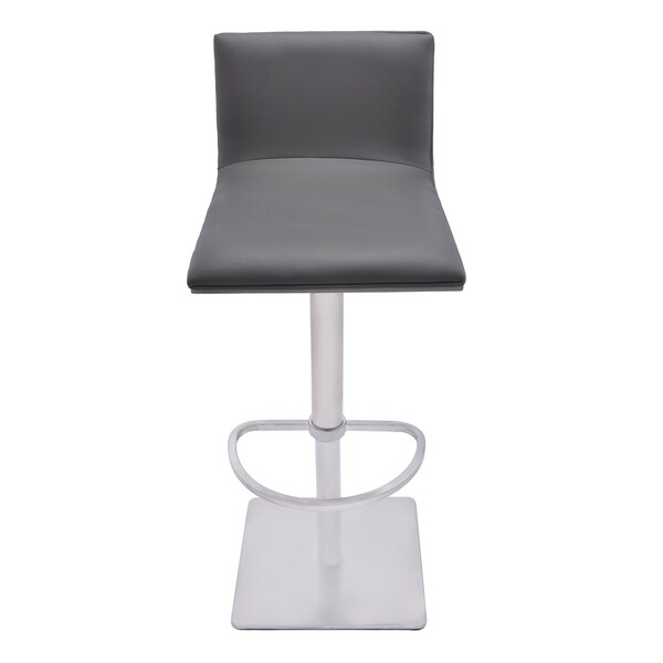 Armen Living Crystal Adjustable Height Swivel Gray Faux Leather and Gray Walnut Bar Stool LCCRBAGRBS - main